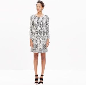 Madewell Silk Geometric Waist Cinch Dress